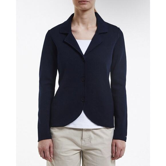 Holbrook Sweden Pernilla Blue Casual Blazer Jacket Elbow Patch Size Medium - Picture 1 of 9